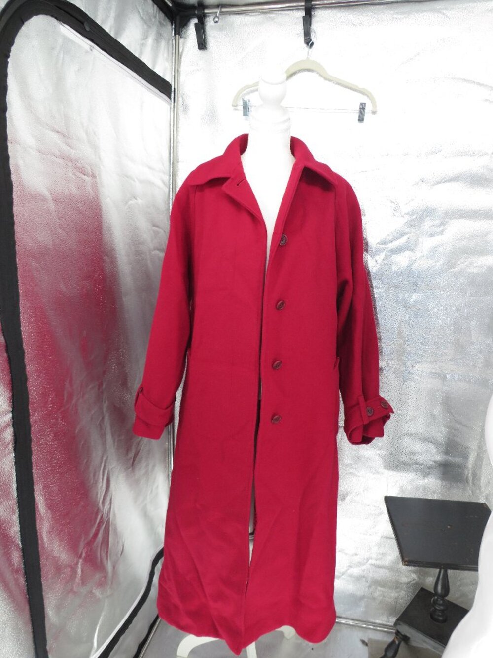 Vintage Wool Coat Red 12 Talbots Long Trench Belted Overcoat Made USA ILGWU Warm
